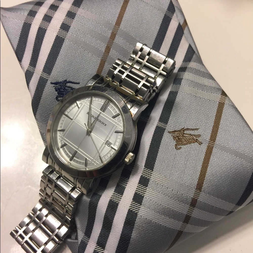 Authentic Vintage Burberry Watch and New Tie.